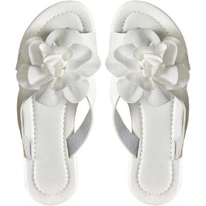Women's Floral Appliques Dressy Sandals Cutout PU Leather Summer Casual Outdoor Slide Shoes