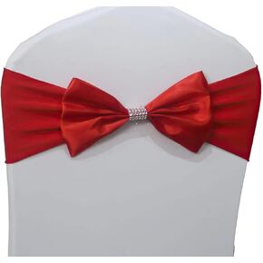 Sash Bow Spandex Chair Sashes Bows Tied for Wedding Chairs Decorations - Silver Gray, Pack of 6