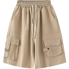 Linsennia Cargo Shorts for Women High Waisted Cotton Baggy Y2k Summer Bermuda Shorts Knee Length Casual Streetwear Harajuku