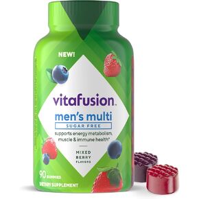 Vitafusion Sugar Free Men’s Multi Daily Gummy Multivitamins, Supports Energy Metabolism, Muscle and Immune Health (1), Mixed Berry Flavors, 90 Count