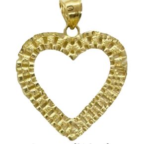 Hip Hop Unique Design Gold Nugget Heart Shaped Charm Pendant For Women and Men Jewerlry (Heart gold, Large)