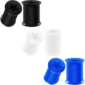 3 Pairs Black White Blue Silicone Double Flared Saddle Piercing Jewelry Stretcher Ear Star Earring Lobe flesh Tunnel Plugs