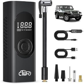 Tire Inflator Portable Air Compressor - 180PSI Cordless Air Pump 20000mAh Power, 3X Fast Inflation, Accurate LCD Pressure Display for Car, Bike, Motorcycle Tires & Balls (Black)