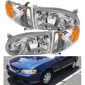 munirater Headlights Headlamp Assembly Replacement for 2001 2002 Corolla w/Corner Signal Lamp Left+Right 8115002100, 8111002110, 8152002070, 8151002070