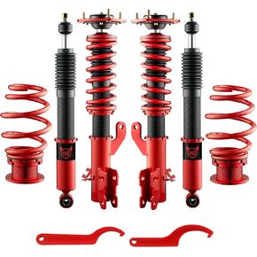 EVIL ENERGY Coilovers Compatible for Nissan Sentra B17 2013-2019, Height Adjustable Lowering Kit, Twin-Tube Coilover Suspension Kit for Comfortable Ride, Red