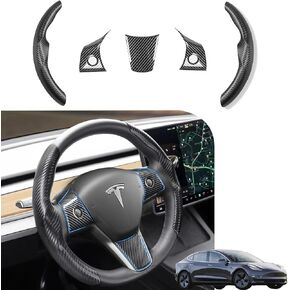 for Tesla 2017-2023 Model 3 and 2020-2024 Model Y Steering Wheel Cover Trim Interior Decoration Protection Accessories (M3/My-White 5pcs)