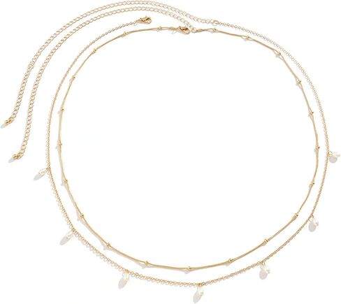 2pcs صيف سلسلة من الخصر المزيج المعدنية البيكيني متعددة الطبقات الخصر البطن سلسلة مثير الشاطئ حبات الجسم بؤلؤة سلسلة الخصر البسيطة للنساء in Kuwait