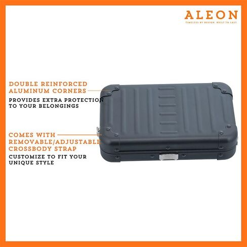 Aleon Aluminum Crossbody Personal Case - Compact Over Shoulder & Bag for Travel - Fashionable Crossbody Bag (Onyx) in Saudi Arabia