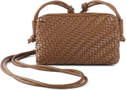 Crossbody Bag For Women Hand Woven Vegan Leather Zip Small Crossbody Bags Shoulder Bag Sling Cross Body Phone Purse in Saudi Arabia