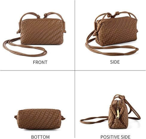 Crossbody Bag For Women Hand Woven Vegan Leather Zip Small Crossbody Bags Shoulder Bag Sling Cross Body Phone Purse in Saudi Arabia