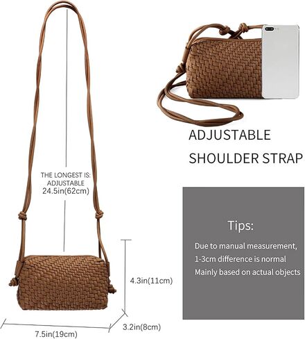 Crossbody Bag For Women Hand Woven Vegan Leather Zip Small Crossbody Bags Shoulder Bag Sling Cross Body Phone Purse in Saudi Arabia