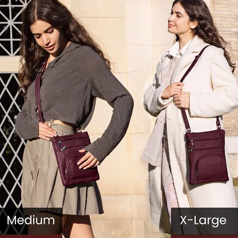TOVOSO Crossbody Bag for Women, Genuine Leather Multi-Pocket Purse with Adjustable Strap, RFID Protection, Built-In Wallet in Saudi Arabia