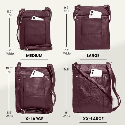 TOVOSO Crossbody Bag for Women, Genuine Leather Multi-Pocket Purse with Adjustable Strap, RFID Protection, Built-In Wallet in Saudi Arabia