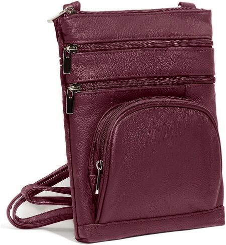 TOVOSO Crossbody Bag for Women, Genuine Leather Multi-Pocket Purse with Adjustable Strap, RFID Protection, Built-In Wallet in Saudi Arabia