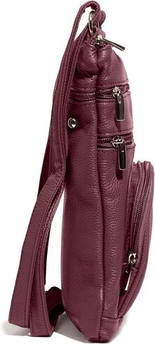TOVOSO Crossbody Bag for Women, Genuine Leather Multi-Pocket Purse with Adjustable Strap, RFID Protection, Built-In Wallet in Saudi Arabia