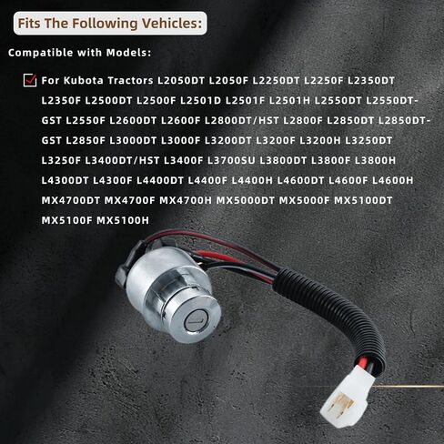 TC020-31820 Ignition Switch with Key for Kubota L2050 L2250 L2350 L2500 L2501 L2550 L2600 L2800 L3000 L2850 L3200 L3400 L3700 L3800 L4300 L4400 MX4700 MX5000 MX5100 Replace TC020-31822 in Saudi Arabia