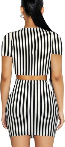 Women's Two Piece Skirt Set - Summer Casual High Waisted Y2K Mini Bodycon Pencil Skirts and Crop Tops Outfits in Kuwait