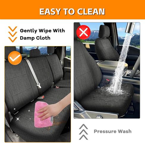 Front and Rear Seat Cover Compatible with 2015-2025 Ford F-150 2017-2025 F250/F350/F450 Crew Cab, Heavy Duty Cationic Linen Fabric Seat Protector, Charcoal in Kuwait