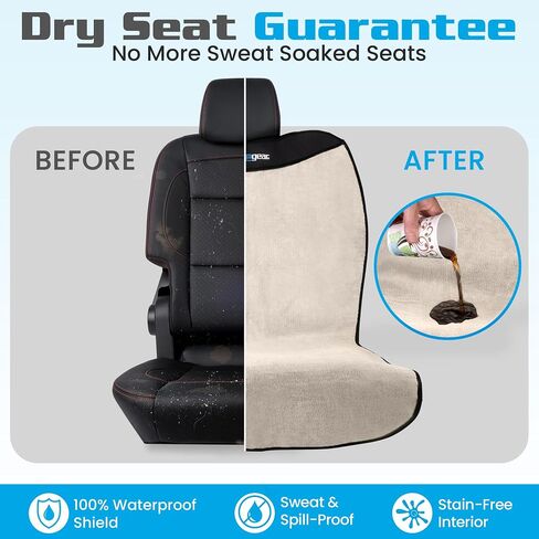 Happeseat Waterproof Car Seat Cover & Protector – Universal Fit Car Seat Towel Cover – Non-Slip Backing, Easy Install & Storage, Machine Washable, Fits Front & Back, Sand in Kuwait