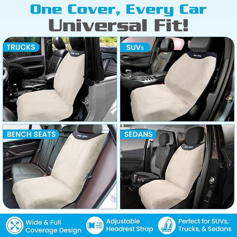 Happeseat Waterproof Car Seat Cover & Protector – Universal Fit Car Seat Towel Cover – Non-Slip Backing, Easy Install & Storage, Machine Washable, Fits Front & Back, Sand in Kuwait