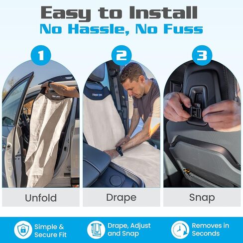 Happeseat Waterproof Car Seat Cover & Protector – Universal Fit Car Seat Towel Cover – Non-Slip Backing, Easy Install & Storage, Machine Washable, Fits Front & Back, Sand in Kuwait