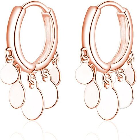 Sluynz 925 Sterling Silver Disc Earrings Huggie Hoop للنساء المراهقات العملة المعدنية الأقراط في قطترات قطترات قطرة شراكيل شرابة in Saudi Arabia