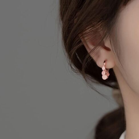 Sluynz 925 Sterling Silver Disc Earrings Huggie Hoop للنساء المراهقات العملة المعدنية الأقراط في قطترات قطترات قطرة شراكيل شرابة in Saudi Arabia