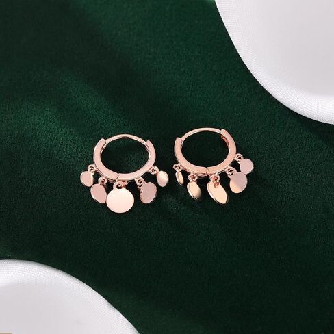 Sluynz 925 Sterling Silver Disc Earrings Huggie Hoop للنساء المراهقات العملة المعدنية الأقراط في قطترات قطترات قطرة شراكيل شرابة in Saudi Arabia