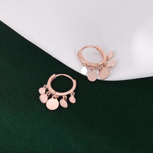 Sluynz 925 Sterling Silver Disc Earrings Huggie Hoop للنساء المراهقات العملة المعدنية الأقراط في قطترات قطترات قطرة شراكيل شرابة in Saudi Arabia