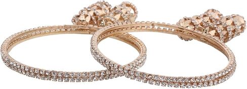 Efulgenz Bangles for Women Indian Jewelry Indian Bollywood Traditional Rhinestone Crystal Wedding Jhumka Tassel Bracelet Bangle Set Jewelry Indian Bangles Sets for Women in Saudi Arabia