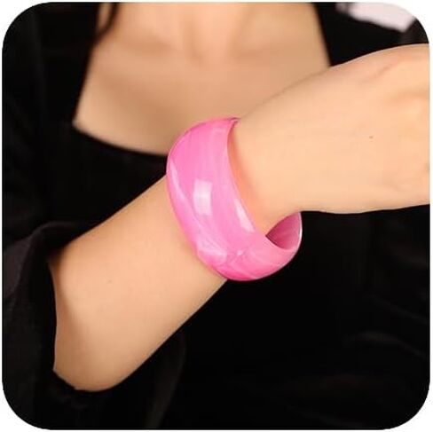 JWICOS Round Resin Bangle Bracelet for Women Acrylic Cute Chunky Bracelet for Women Exaggerated Acrylic Resin Wristband Bracelet Bangle in Kuwait