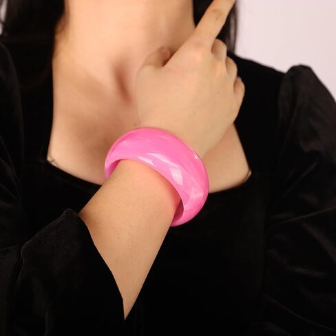 JWICOS Round Resin Bangle Bracelet for Women Acrylic Cute Chunky Bracelet for Women Exaggerated Acrylic Resin Wristband Bracelet Bangle in Kuwait