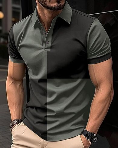 DEEX Men's Polo Shirts Short Sleeve 2025 Casual Polo T Shirt Color Block Slim Fit Summer Collared Golf Shirts in Saudi Arabia