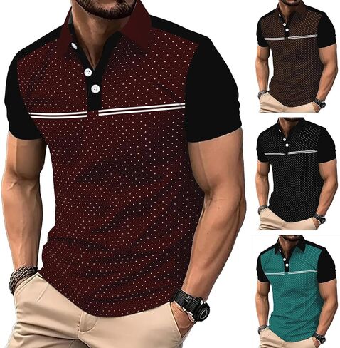 DEEX Men's Polo Shirts Short Sleeve 2025 Casual Polo T Shirt Color Block Slim Fit Summer Collared Golf Shirts in Saudi Arabia