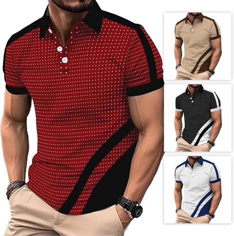 DEEX Men's Polo Shirts Short Sleeve 2025 Casual Polo T Shirt Color Block Slim Fit Summer Collared Golf Shirts in Saudi Arabia