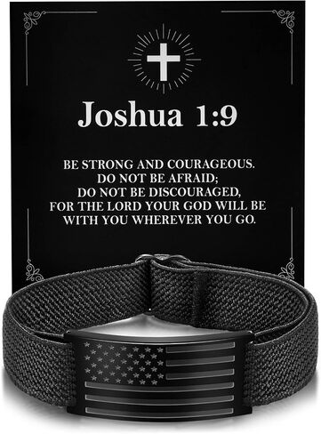 Christian Bible Verse Bracelets for Mens Women, Adjustable Strap Elastic American Flag Patriotic InspirationaI Jesus Bracelet Christian Gift for Man Faith Over Fear,Graduation Gifts for Him in Kuwait