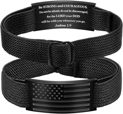 Christian Bible Verse Bracelets for Mens Women, Adjustable Strap Elastic American Flag Patriotic InspirationaI Jesus Bracelet Christian Gift for Man Faith Over Fear,Graduation Gifts for Him in Kuwait