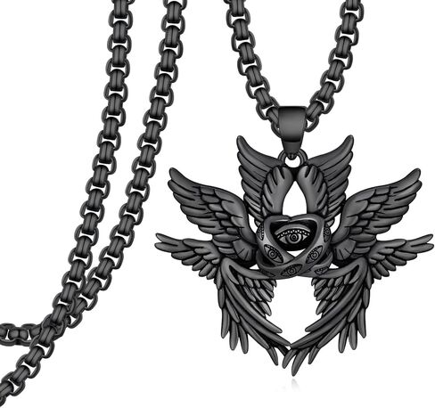 Biblically Accurate Angel Necklace 925 Sterling Silver/Black Angel Wings Necklace Seraphim Jewelry Gifts for Women Men in Saudi Arabia