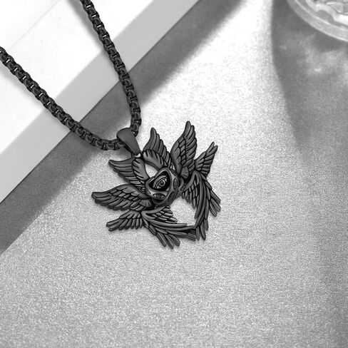 Biblically Accurate Angel Necklace 925 Sterling Silver/Black Angel Wings Necklace Seraphim Jewelry Gifts for Women Men in Saudi Arabia
