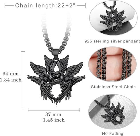 Biblically Accurate Angel Necklace 925 Sterling Silver/Black Angel Wings Necklace Seraphim Jewelry Gifts for Women Men in Saudi Arabia