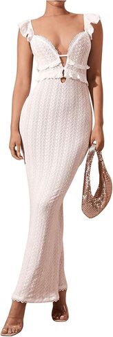 Soly Hux Women's Maxi Dress Crochet Crokfle Slargess in Kuwait