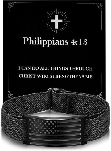 Christian Bible Verse Bracelets for Mens Women, Adjustable Strap Elastic American Flag Patriotic InspirationaI Jesus Bracelet Christian Gift for Man Faith Over Fear,Graduation Gifts for Him in Kuwait