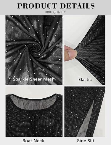BBX Lephsnt Womens Sparkly Dresses Side Split Midi Bodycon Dress Glitter Sheer Mesh Sexy Beach Cover Up in Saudi Arabia
