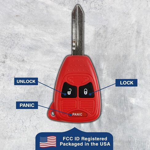 KeylessOption Key Fob for 2004 2005 2006 2007 2008 2009 2010 2011 2012 2013 2014 2015 2016 2017 Chrysler 300 Dodge Charger Jeep Cherokee Remote, 3-Button OHT692427AA, Programming Guide Included in Kuwait