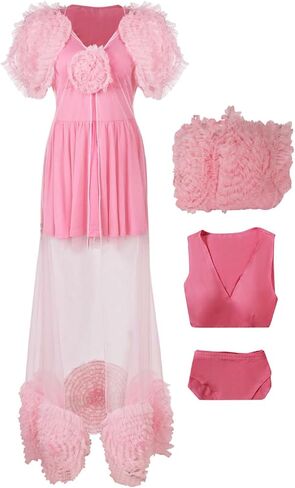 Glinda Costume Dress Good Witch Cosplay Glinda Pink Pajamas Bubble Dress Halloween Costume Adult Women in Saudi Arabia