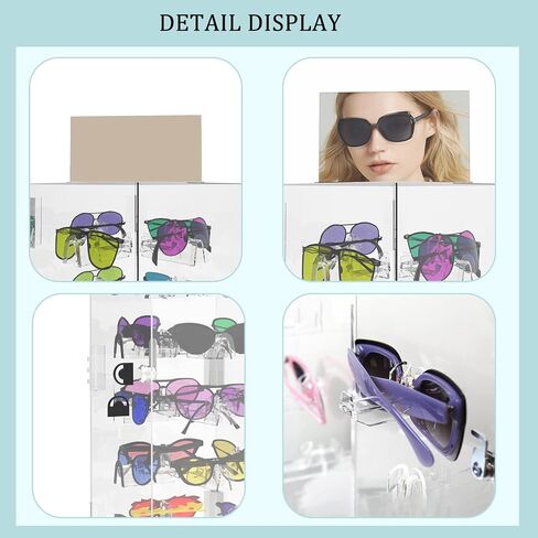 Upgrade Lockable Sunglasses Organizer, Acrylic Sunglass Display Stand With Mirror for 24 Pairs of Glasses in Saudi Arabia