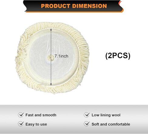 2PCS Wool Buffing Pad Kit, 7 Inch Soft Sheepskin Buffing Pads with Hook & Loop Back, Automotive Lambswool Polishing Pad for Compound Cutting Detaling, Car Accessories in Kuwait