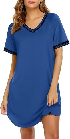 Ekouaer Womens Lightgown Sleeve Sleeve sleepsh v neck sleepdress nightshirt sleepwear loungewear s-xxxl in Kuwait