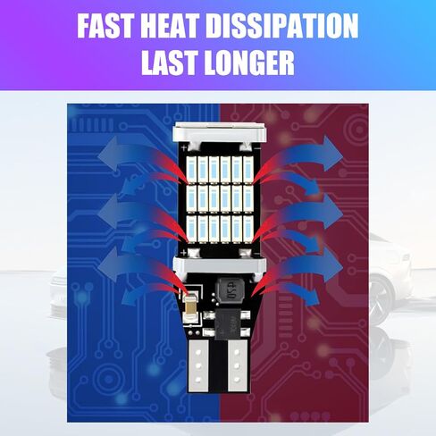 4 PCS CAR T15 LED LED LED HERLOW LIGHTS ، 6500K 4014 45SMD Chipsets Lights-Up-Up Flights ، 800lm 360 ° High Brightness Canbus Light Backup ، استبدال ضوء الفرامل العالمي لشاحنات السيارات (أحمر) in Kuwait