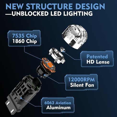 3157 AMBER LED LED LED LID Signal Pack 2-30W طاقة عالية السطوع المزدوج ، فلاش مضاد للمقاوم المدمج ، تبريد 12000 دورة في الدقيقة ، 7535/1860 رقائق (3156 3057 4057 متوافق) in Kuwait